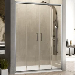 Paroi de douche 2 verres fixes + 2 portes coulissantes BELLA 180 cm Paroi laterale : 67 - 69 cm