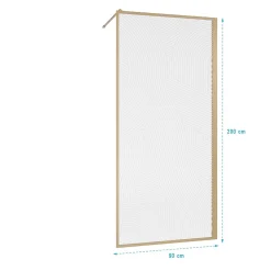 Paroi de douche 90 x 200 HINATA - style Japandi courbes douces - Cadre effet Bois - Verre 6mm