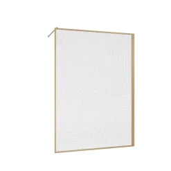 Paroi de douche 140 x 200 HINATA - style Japandi courbes douces - Cadre effet Bois - Verre 6mm