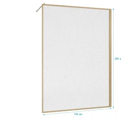 Paroi de douche 140 x 200 HINATA - style Japandi courbes douces - Cadre effet Bois - Verre 6mm