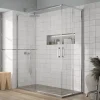 Paroi de douche accès en angle 2 verres fixes + 2 portes coulissantes YOKO 80 x 70 cm