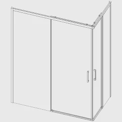 Paroi de douche accès en angle 2 verres fixes + 2 portes coulissantes YOKO 80 x 70 cm