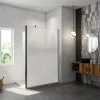 Paroi de douche avec 40 cm retour pivotant - 90 x 200 cm - 8 mm Verre effet Brume, finition chrome avec barre de fixation 140cm