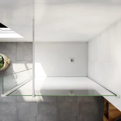Paroi de douche avec 40 cm retour pivotant - 90 x 200 cm - 8 mm Verre effet Brume, finition chrome avec barre de fixation 140cm