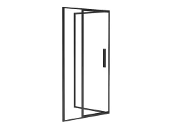 Paroi de douche avec porte pivotante noir mat style industriel - 120 x 80 x 195 cm - TORONI
