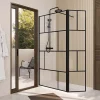 Paroi de Douche avec Volet Pivotant 100+40x195cm - Verre 8mm Anticalcaire - Motifs et Profilés Noir