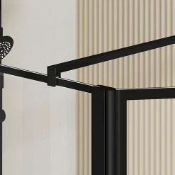 Paroi de Douche avec Volet Pivotant 80+40x195cm - Verre 8mm Anticalcaire - Motifs et Profilés Noir