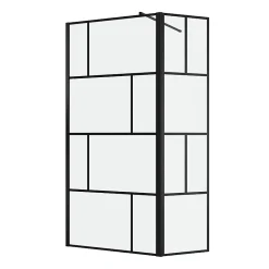 Paroi de Douche avec Volet Pivotant 80+40x195cm - Verre 8mm Anticalcaire - Motifs et Profilés Noir