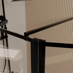 Paroi de Douche avec Volet Pivotant 90+40x195cm - Verre 8mm Anticalcaire - Motifs et Profilés Noir