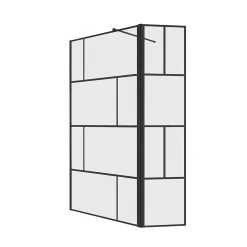 Paroi de Douche avec Volet Pivotant 120+40x195cm - Verre 8mm Anticalcaire - Motifs et Profilés Noir