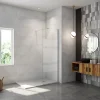 Paroi de douche chrome 90x190cm,6mm verre anticalcaire avec bandes horizontales sérigraphiées,avec barre de fixation 90cm