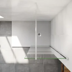 paroi de douche chrome 80x190cm,6mm verre anticalcaire avec bandes horizontales sérigraphiées,barre de fixation 140cm en carré
