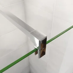 paroi de douche chrome 80x190cm,6mm verre anticalcaire avec bandes horizontales sérigraphiées,barre de fixation 140cm en carré