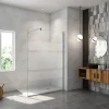Paroi de douche chrome 140x190cm,6mm verre anticalcaire avec bandes horizontales sérigraphiées,barre de fixation 140cm en carré