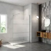 Paroi de douche chrome 140x190cm,6mm verre anticalcaire avec bandes horizontales sérigraphiées,avec barre de fixation 90cm