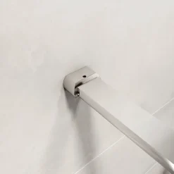Paroi de douche chrome 140x190cm,6mm verre anticalcaire avec bandes horizontales sérigraphiées,avec barre de fixation 90cm