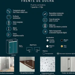 Paroi de douche coulissante 1 porte 1 fixe 1 porte 100 cm (Adaptable 95-99cm) Verre 6 mm clair anti-calcaire Profil Chrome