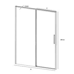 Paroi de douche coulissante DELTA - Noir Mat - 113-115.6 cm - Fermeture amortie - Réversible - Anticalcaire