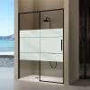 Paroi de douche coulissante DELTA - Noir Mat - Sérigraphié - 113-115.6 cm - Fermeture amortie - Réversible - Anticalcaire