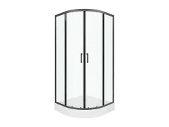 Paroi de douche d'angle avec receveur - Noir - L90 x l90 x H192 cm - SIDOA