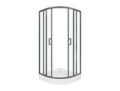 Paroi de douche d'angle avec receveur - Noir - L90 x l90 x H192 cm - SIDOA