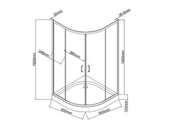 Paroi de douche d'angle avec receveur - Noir - L90 x l90 x H192 cm - SIDOA
