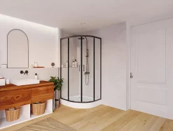 Paroi de douche d'angle avec receveur - Noir - L90 x l90 x H192 cm - SIDOA