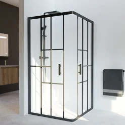 Paroi de douche d'angle effet verrière ATELIA 100 cm x 100 cm