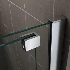 Paroi de douche d'angle NAPOLI H.200 cm porte coulissante verre 8 mm transparent 90 x 160 cm (porte 160) - Saniverre