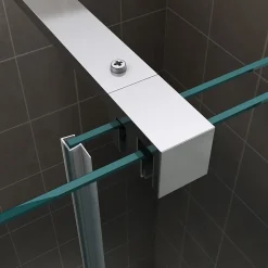 Paroi de douche d'angle NAPOLI H.200 cm porte coulissante verre 8 mm transparent 90 x 160 cm (porte 160) - Saniverre