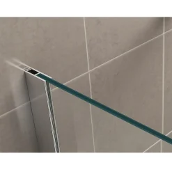 Paroi de douche d'angle NAPOLI H.200 cm porte coulissante verre 8 mm transparent 90 x 160 cm (porte 160) - Saniverre