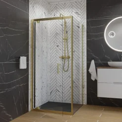 Paroi de douche d'angle porte pivotante + retour fixe GOLDY 90 cm x 90 cm