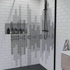 Paroi de douche fixe 110 cm x 200 cm motif MANHATTAN - Verre 8 mm