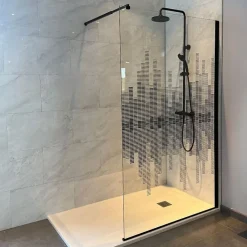 Paroi de douche fixe 110 cm x 200 cm motif MANHATTAN - Verre 8 mm