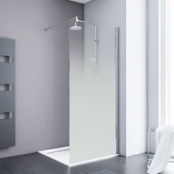 Paroi de douche fixe à l'italienne l.100xH.200cm, verre brume anticalcaire 6mm, profilé chromé, Schulte NewStyle