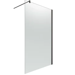 Paroi de douche fixe à l'italienne l.140xH.200cm, verre brume 6mm, profilé noir mat, Schulte NewStyle