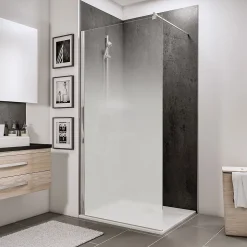 Paroi de douche fixe à l'italienne l.120xH.200cm, verre brume 6mm, profilé chromé, Schulte NewStyle