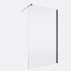 Paroi de douche fixe à l'italienne l.90xH.200cm, Walk In, verre transparent anticalcaire 6mm, profilé gun metal, Schulte NewStyle