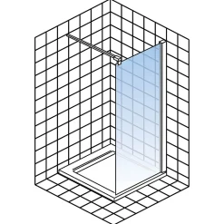 Paroi de douche fixe à l'italienne l.90xH.200cm, Walk In, verre transparent anticalcaire 6mm, profilé cuivré, Schulte NewStyle