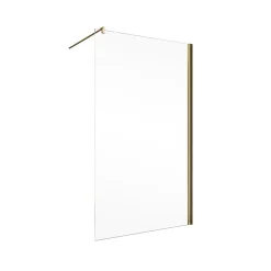 Paroi de douche fixe à l'italienne l.100xH.200cm, Walk In, verre transparent anticalcaire 6mm, profilé doré mat, Schulte NewStyle