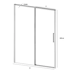 Paroi de douche fixe + porte coulissante DELTA 120-122.6 cm