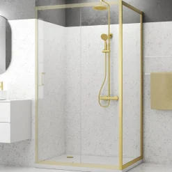 Paroi de douche fixe 90 x 200 cm, doré brossé, Galedo Factory