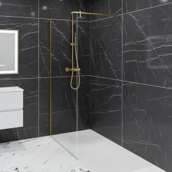 Paroi de douche fixe dorée 110 cm x 200 cm GOLDY - Verre 8 mm