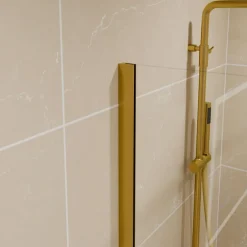 Paroi de douche fixe dorée 100 cm x 200 cm GOLDY - Verre 8 mm