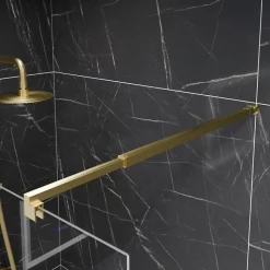Paroi de douche fixe dorée 100 cm x 200 cm GOLDY - Verre 8 mm