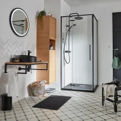 Paroi de douche fixe GoodHome Ezili transparente profilé noir 90 cm