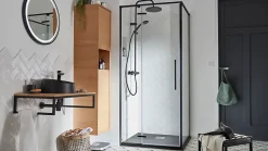 Paroi de douche fixe GoodHome Ezili transparente profilé noir 90 cm