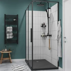 Paroi de douche fixe GoodHome Ezili transparente profilé noir 90 cm