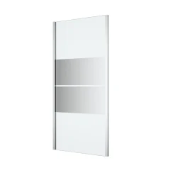 Paroi de douche fixe l.90 x H.195 cm, bandes miroir, profilés alu chrome, GoodHome Ledava