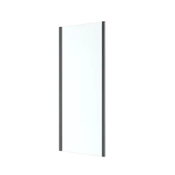 Paroi de douche fixe l.90 x H.195 cm, verre transparent, profilés alu noir, GoodHome Ledava